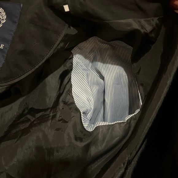 American Eagle Black Blazer with satin blue/white striped sleeve lining, Small - Picture 8 of 8